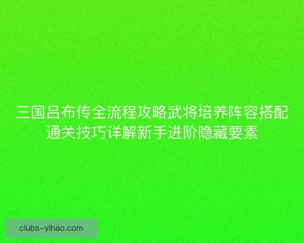 三国吕布传全流程攻略武将培养阵容搭配通关技巧详解新手进阶隐藏要素